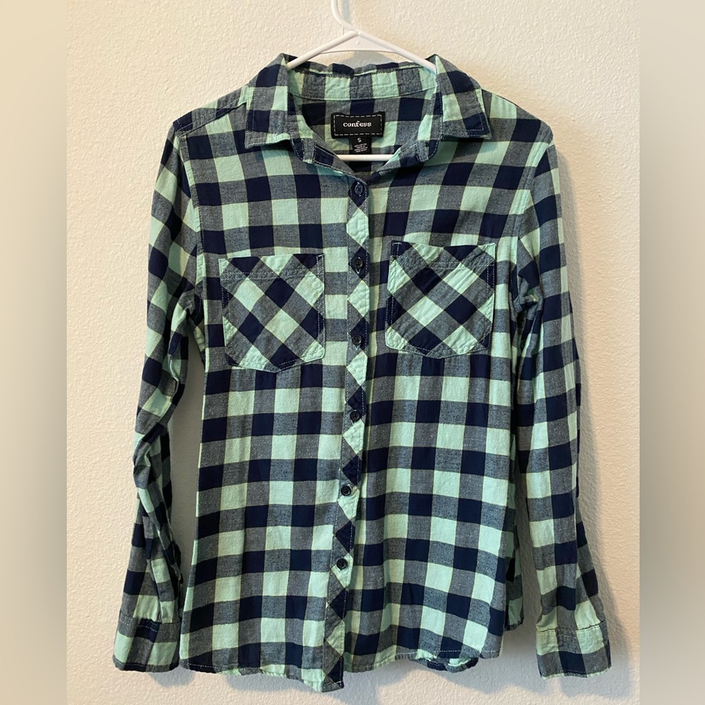 Blue checkered flannel